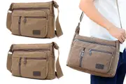 2pcs Canvas Messenger Bag Men's Sling Bag Cross Body Bag Shoulder Bag for Travel-Coffee