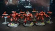 XV8 Crisis Battlesuit Team painted Warhammer 40k Farsight Enclaves T'au Empire