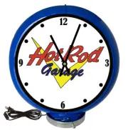 Hot Rod Car Garage Auto Sign, Blue Lighted Gas Pump Globe Advertising Clock