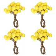 40 Pcs 10mm Artificial Berry Artificial Holly Berries with Wire Stems Yellow