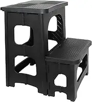 Folding Step Stools For Adults - c0llapsible 2-Step Folding Step Stool | Heavy-Duty 250 Lbs Load Capacity | Non-Slip Pedals & Rubber Feet | Space-Saving Ladder For Kitchen, Bathroom, Bedroom, And 0ffi