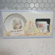 Vintage 1991 Peter Rabbit Child's 3-Piece Dish Set Wedgwood Beatrix Potter NEW