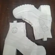 Converse Chuck 70 De Luxe Heel Western Hi Platform Shoes White Women's Size 8