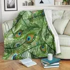 Peacock Feathers Blanket Throw Fleece Cozy Couch Plush Sofa Bedding Gift