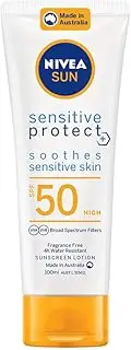 NIVEA SUN Sensitive Protect Sunscreen Lotion SPF 50 100ml | With Soothing Aloe Vera, Chamomile & Vitamin E | Sunscreen for Sensitive Skin | 4-Hour Water Resistant | UVA/UVB Protection