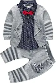 [HZXVic] 2pcs Baby Boy Dress Clothes Toddler Outfits Infant Tuxedo Formal Suits Set Shirt + Pants