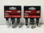 Lot Of (2) Husky 1/4 inch and 3/8 inch Drive Adapter 3-Piece Set HADPTR3PC