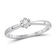 14k White Gold Round Diamond Solitaire Bridal Engagement Ring 1/12 Cttw