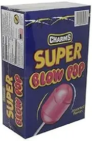 Tootsie Roll Charms Super Blow Pop Lollipops - Dual Candy and Gum Suckers - Bulk Treat for Kids and Adults - Assorted Flavors, 48 Count