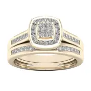 10k Yellow Gold Round Cut 0.5Ct Diamond Bridal Set Ring Size 8 Clarity I2