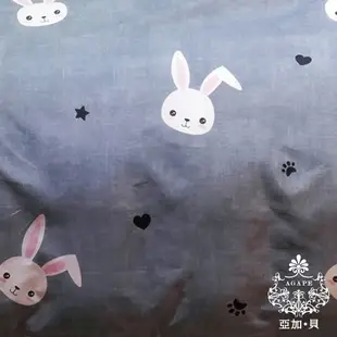 AGAPE亞加貝【開心兔兔】MIT台灣製造 100%舒柔棉 單人/雙人/加大 薄床包/薄被套 系列 現貨