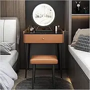 Wood Black Slate Vanity Desk, Makeup Vanity Set with Mirror and Lights, Cushioned Stool, Simple Dressing Table for Home Bedroom Sturdy