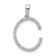 14K White Gold Real Diamond Letter C Initial Pendant