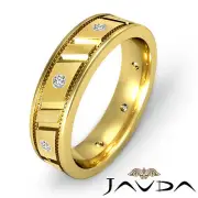 Diamond Mens Eternity Wedding Band Center Matt Solid Ring 14k Yellow Gold 0.25Ct