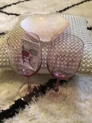 Godinger Veneto Pink Glassware 2 Set Drinking Crystal New Free Gift Stylish