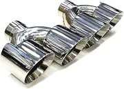 Stainless Steel Quad Exhaust Tips Compatible For Land-Rover SVR 2012-2017 Muffler Tips Car Exhaust Tips System Nozzles Tailpipe(Silver)