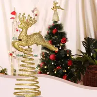 在飛比找蝦皮購物優惠-金色閃光聖誕樹頂鐵星適合家庭聖誕樹裝飾品新年聖誕裝飾品