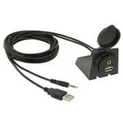 Usb 2.0 and 3.5Mm Male To Female Extension Cable With Car Flush Mount Length: 2M
