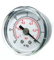 Vacuum Gauge 50mm -1/0 Bar -30"Hg/0 1/8 BSPT Back Connection Air Water Oil Gas