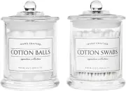 2 Pack Farmhouse Apothecary Jars with Lids - Glass Qtip Clear
