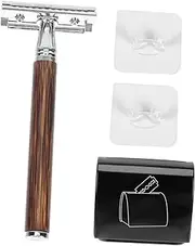 OSOLADY Manual Beard Shaving Tool Double Edge Razor Bamboo Handle Shaver Set Beard Clean Tool for Men Pack