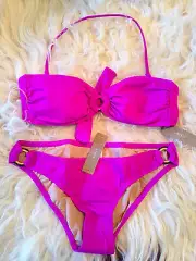 J.CREW $105 NWT RING BANDEAU PURPLE BIKINI SIZE S