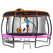 Kahuna 16ft Trampoline Free Safety Net Spring Pad Roof Mat Ladder Basketball Set- Pink