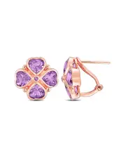 Rina Limor Rose Gold Over Silver 3.23 ct. tw. Rose De France Clover Earrings