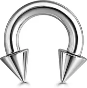 [BodyBonita] G23 Titanium Septum Rings 6G 8G 12G - Horseshoe Circular Barbell Spikes Stretched Pincher Nose Piercing jewellery ASTM F136 Titanium Earrings for Women Men Silver 10 mm 12 mm
