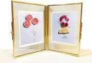Gold Picture Frame - 4 * 6 Double Folding Glass Frame for Pressed Flowers - V...