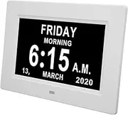Digital Day Clock, 7in Auto Dimmable, 8 Languages, Unabbreviated Week Month Date, Elderly, Calendar Day Clock (AU Plug)