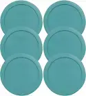 Pyrex Blue 4 Cup Round Plastic Cover - 6-Pack