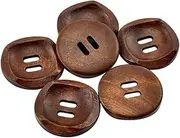 10 Beautiful Coffee Brown Wooden 4 Holes Round Wood Sewing Buttons 30mm