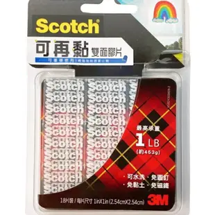 3M Scotch 可再黏雙面膠片-18片裝