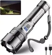 Rechargeable Flashlights - 30W 200000LM Led Flashlight High Lumens, 5 Modes