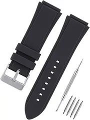 [HANYTON] Compatible with GUESS Watch 22mm Band, Soft Silicone Rubber Replacement Strap for GUESS Watch Series 45mm W0247G3 W0040G3 W0040G7, Black