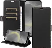 Compatible with Samsung S23 5G Case,PU Leather Kickstand Feature Folio Flip Cover with[Card Slots][Note Pockets] for Galaxy S23 5G Wallet Case-Black