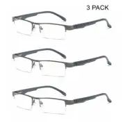 3 PACK Mens Business Reading Glasses Spring Hinges Readers Half Frame +1.0~4.0