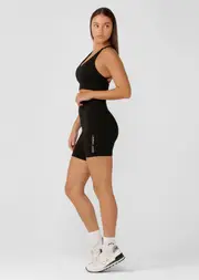 [Lorna Jane] Lotus No Chafe Phone Pocket 12cm Bike Shorts in Black, Size - XL XL Recycled Black