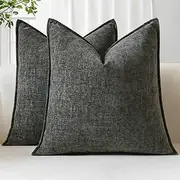 Sungeek Set of 2 Chenille Cushion Covers, Soft Decorative Cushion Covers, Wrapped Edge Cushion Cover, Decorative Cover, Plain Cushion Cover for Sofa, Bedroom, Living Room (60 x 60 cm, Dark Grey)
