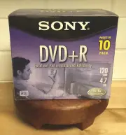 Sony DVD+R 1x - 16x Recordable 120 minute 4.7GB 10DPR47R4 10 Pack Dvd Sealed Pkg