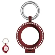 Metal AirTag Case e for Apple Bling Diamond AirTags Holder Anti Scratch Protective Cover-Red