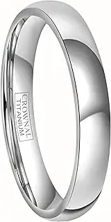 [CROWNAL] 4mm/6mm/8mm Titanium Wedding Couple Bands Rings Men Women Dome Polished Comfort Fit Size 4 to 16