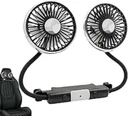 Car Fan for Backseat - Baby Car Fan, 3 Gear Adjustable Car Clip Fan with Led Light |Rotatable Dual Head Stepless Speed Regulation Rear Seat Air Fan for Truck Sedan SUV Rv Van Boat
