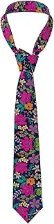 [CADREWY] Flowers Print Soft Men Necktie Classic Tie For Weddings And Special Occasions Ties Business, Black