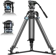 SIRUI SQ75+VHS10 Carbon Fiber Tripod, 71.7” Video Tripod with Professional Video Fluid Head, 7-Step Counterbalance, 4-Step Tilt/Pan Damping Adjust, Rapid Setup Tripod for Camera, Max Load 10kg/22lb