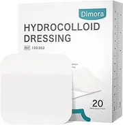 Dimora Hydrocolloid Wound Dressing, 20 Pack Ultra Thin 4" x 4" Large Patch Bandages with Self-Adhesive, Fast Healing for Bedsore, Burn, Blister, Acne Care, Sterile and Waterproof