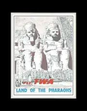 1963 Fly World Airlines Land of the Pharaohs - Matted for 11x14 Frame