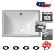 Durable White Undermount Bathroom Sink - 18.5" Rectangle with Pop-Up Drain