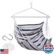 Backyard Expressions Striped Hammock Chair Hanging Rope Swing Chair, Anti Sli